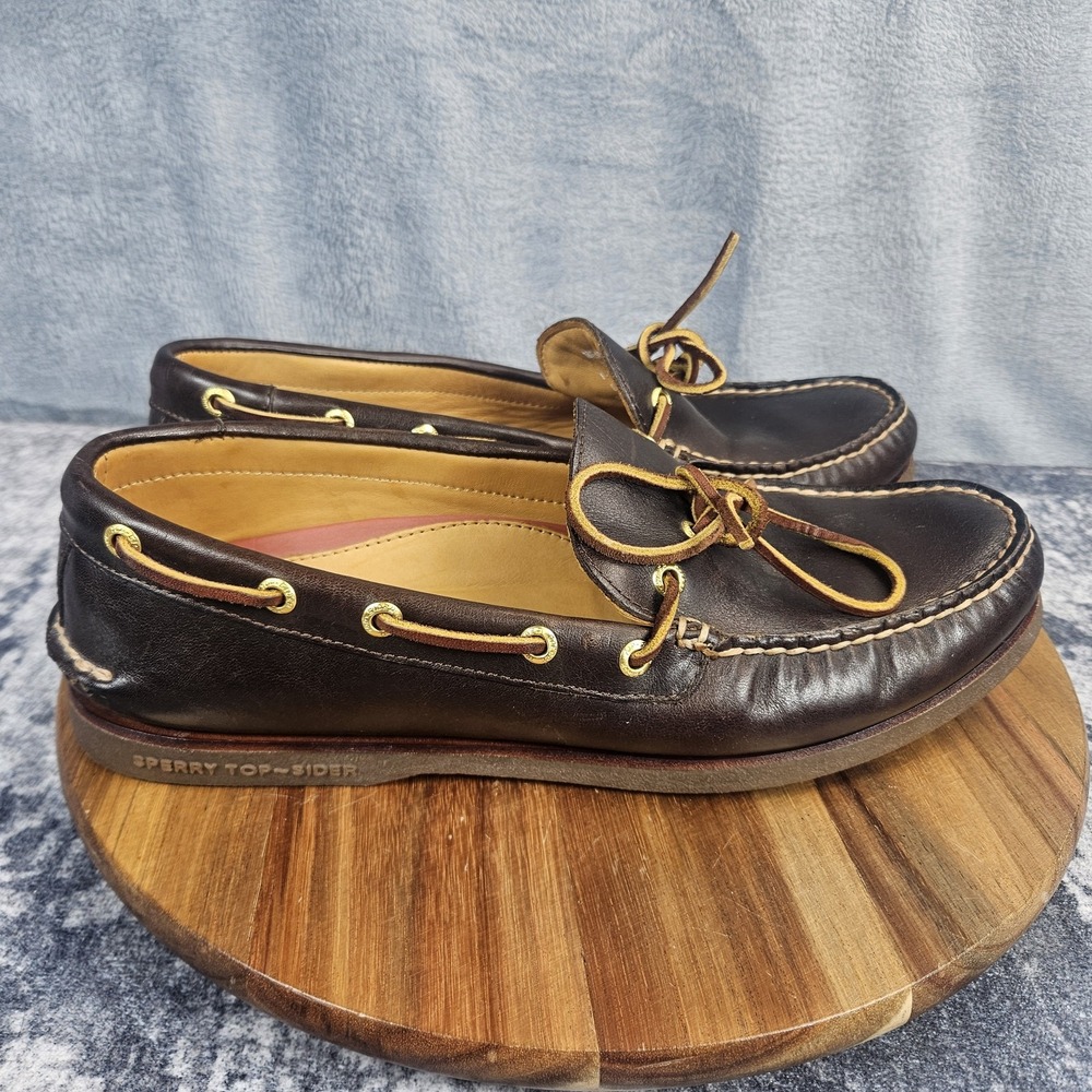 Sperry Top-Sider Shoes Mens 11 Brown Leather Gold Cup Boat Moc Toe STS12417